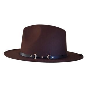 Crown Vintage Brown Wide Brim Boho Chic Coastal Cowgirl Fedora Hat Womens OS